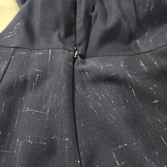 Rebecca Taylor Cross Hatch Wool Blend Wrap Dress Navy Womens Size 6 - Picture 13 of 16